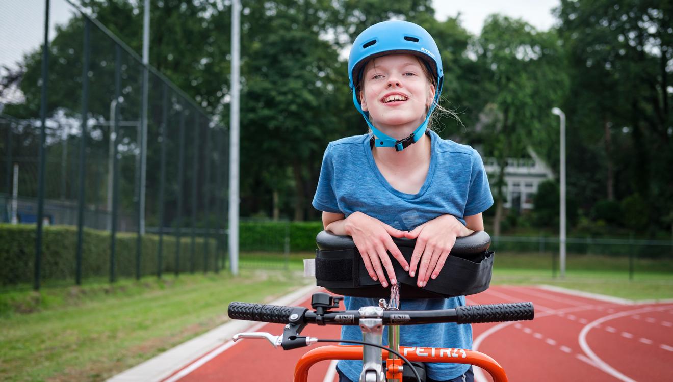 Fleur op haar runningframe