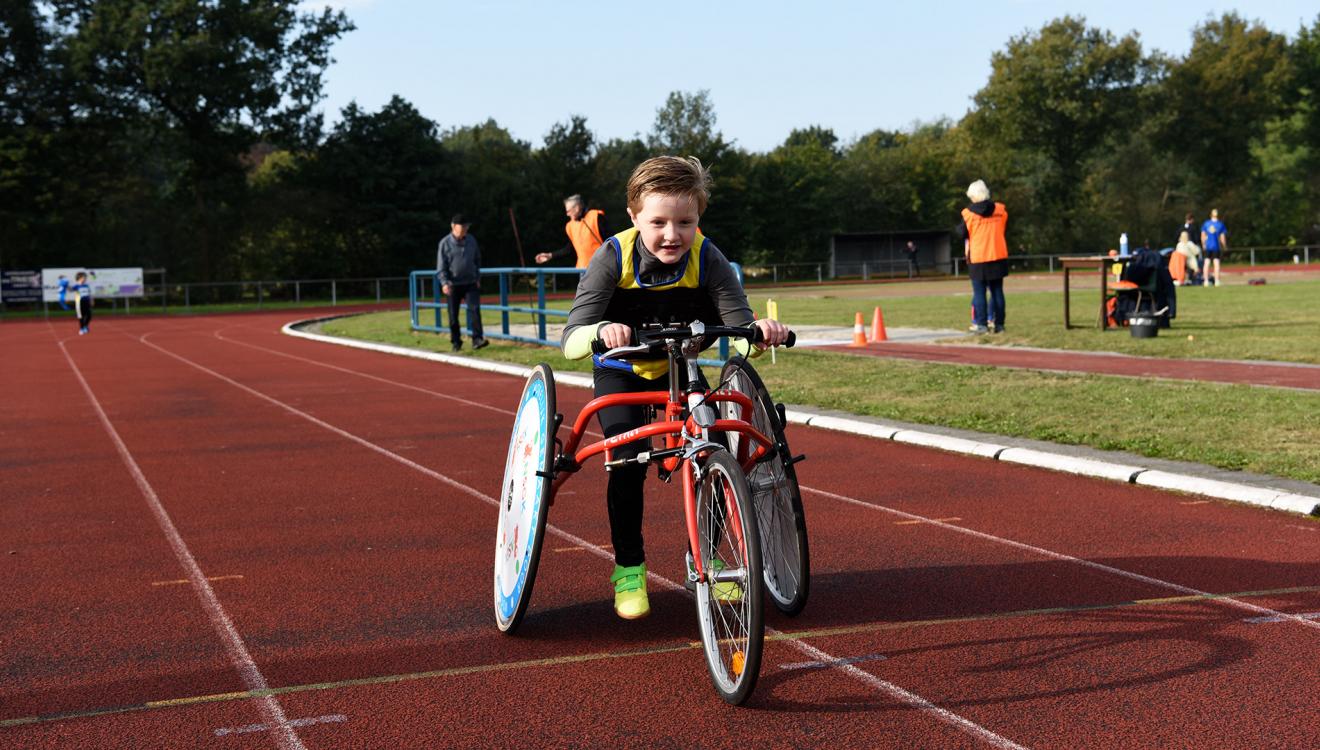 Matthijs op zijn runningframe