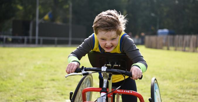 Matthijs op zijn runningframe