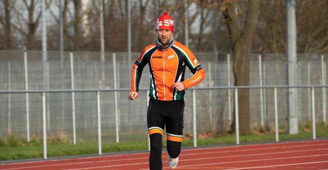 Triatleet Han Poppema in actie