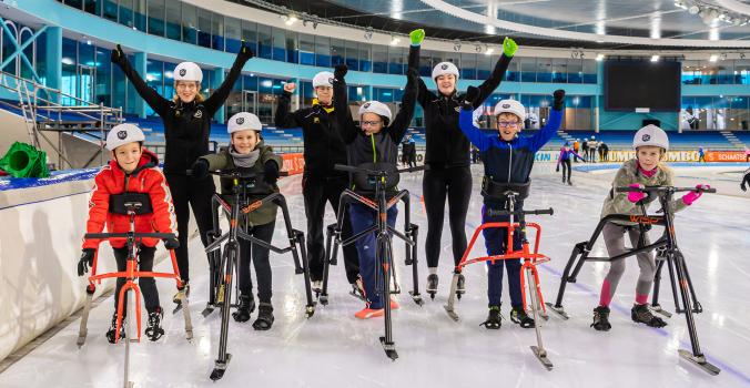 Frameschaatsers aan het juichen