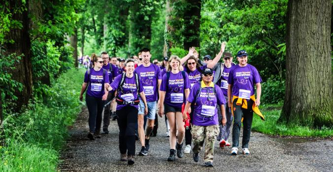 Deelnemers van de Mega Wandel Marathon