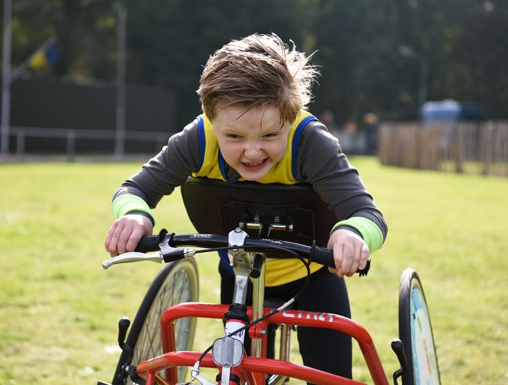 Matthijs op zijn runningframe