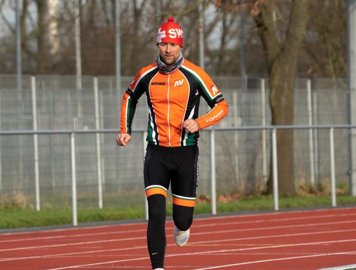 Triatleet Han Poppema in actie