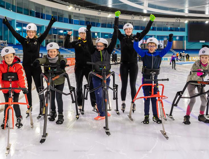 Frameschaatsers aan het juichen